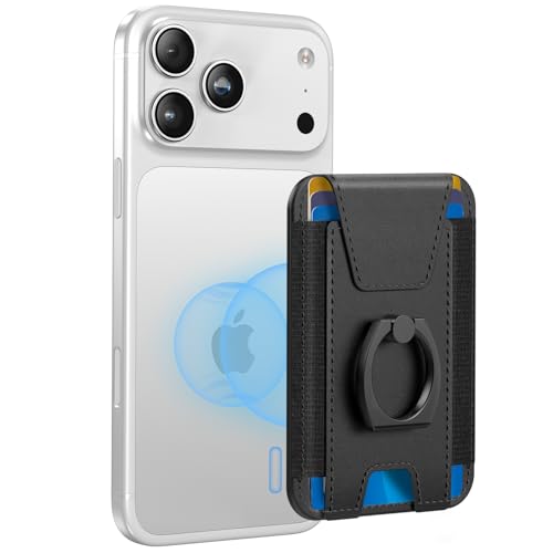 for Magsafe Wallet with Grip, 6-Card Holder; Stronger Magnetic Phone Wallet - color: Midnight Black