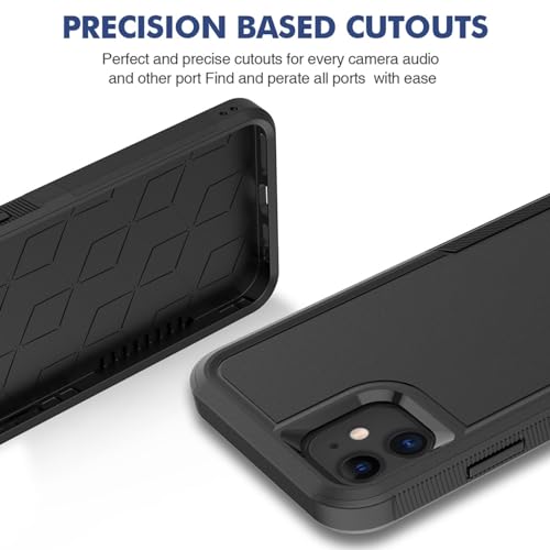 MDCN for iPhone 11 Case: Dual Layer Protective Heavy Duty Cell Phone Case Shockproof Rugged Bumper Tough with Screen Protector - 16ft Military Grade Drop Tested for Appple iPhone 11 (6.1 inch), Black - color: Black (PC) + Black (TPU)