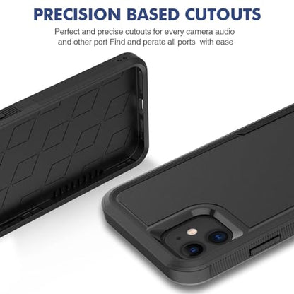 MDCN for iPhone 11 Case: Dual Layer Protective Heavy Duty Cell Phone Case Shockproof Rugged Bumper Tough with Screen Protector - 16ft Military Grade Drop Tested for Appple iPhone 11 (6.1 inch), Black - color: Black (PC) + Black (TPU)