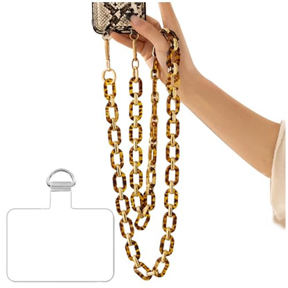Phone Crossbody Chain Cell Phone Lanyard,Acrylic Shouder Strap Universal Cellphone Chain Strap with Tether Patches Compatible with Most Phones Bag Purse (P) - color: J