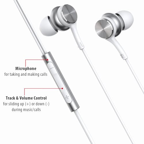 Maxell USB-C Wired Earbuds with USB-A Adapter, Built-in Microphone with Volume and Track Control, Compatible with All Devices with a USB-C and/or USB-A Port, Immersive Digital Chipset, White, 197293 - color: White