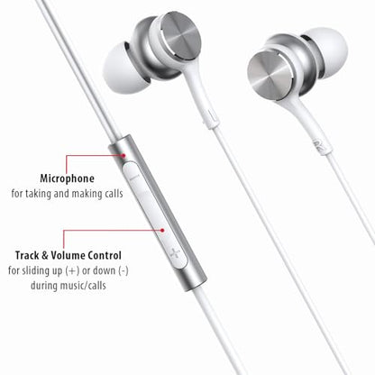 Maxell USB-C Wired Earbuds with USB-A Adapter, Built-in Microphone with Volume and Track Control, Compatible with All Devices with a USB-C and/or USB-A Port, Immersive Digital Chipset, White, 197293 - color: White