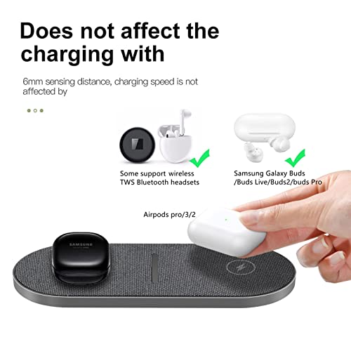 40W Wireless Charging Pad, Dual 20W Fast Wireless Charging Mat for iPhone 16 15 14 13 12 11/Pro/Pro Max/SE/X/XS,Apple Airpods 4/3/Pro,15W Wireless Charger Station for Samsung Galaxy/Note/Bud+ - color: Gray_20W