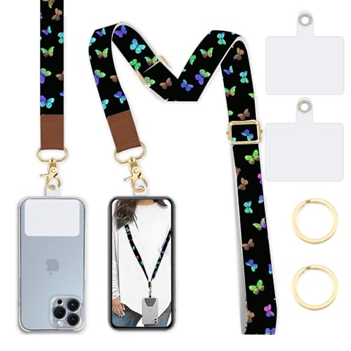 Phone Lanyard Wrist Strap Crossbody Adjustable, Cell Phone Lanyard for Around The Neck Shoulder Wristlet Strap - color: Butterfly