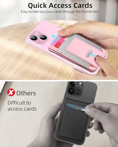 For Magsafe Wallet Stand, 10 Cards Holder, RFID Blocking | Strongest Magnetic Wallet for iPhone 17/16/15/14/13/12 Series, Adjustable Stand, ID Window, 4 Card Slots, Vegan Leather, Pink - color: Pink