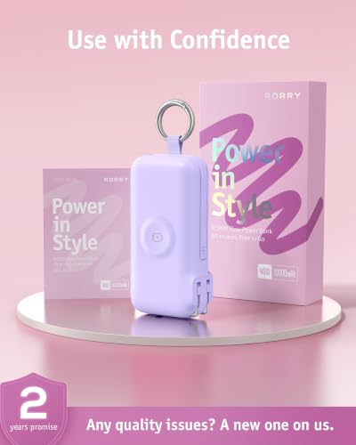 RORRY Flow Portable Charger 10000mAh 40W Wall Plug Power Bank Battery Pack - color: Purple