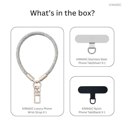 KIMAGIC Korean Dopamine Phone Wrist Strap - Handmade Thickened Phone Lanyard, Anti-Drop Hands-Free Charm - color: 09 Premium Storm Grey
