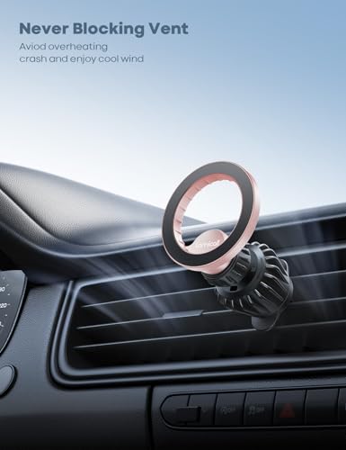 Lamicall for MagSafe Car Mount Vent 20 Super Magnets Accessories for iPhone - color: NEW Upgraded - Pink