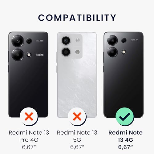 kwmobile Case Compatible with Xiaomi Redmi Note 13 4G Case - Protective Slim TPU Cover with Soft Matte Finish - Black - color: black