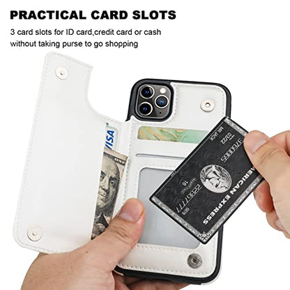 ONETOP for iPhone 11 Pro Max Wallet Case with Credit Card Holder,White - color: White