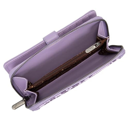 X Wrangler Women's Wallets Bifold Wristlet Wallets for Women Large Capacity Credit Card Wallet with ID Window - color: Leopard Purple