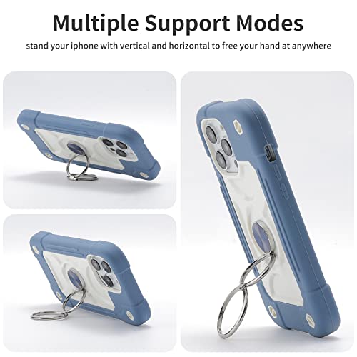 MARKILL Compatible with iPhone 14 Pro Case 6.1 Inch with Built-in Ring Stand, Military Grade Drop Protection Full Body Rugged Heavy Duty Case 3 in 1 Protective Durable Cover Blue - color: Blue, size: iPhone 14 Pro 6.1"
