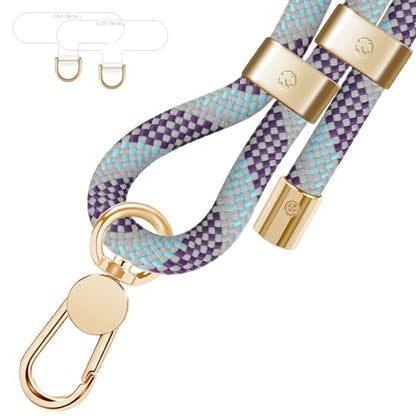 UKON Cell Phone Lanyard,Crossbody Lanyard and Wrist Strap Premium Metal Buckle Phone Charms with 2 X Clear Patch Compatible with All Smartphone(LightPurple) - color: Lightpurple