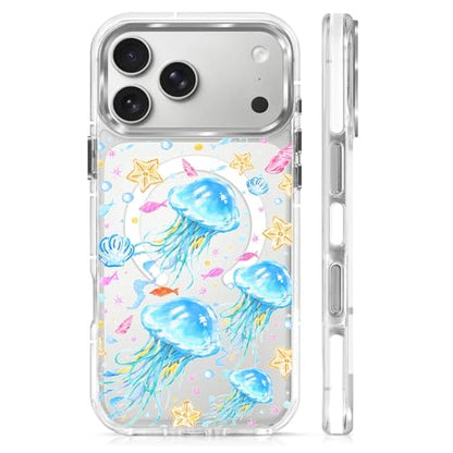 VisEnt Clear Case for iPhone 17 Pro Max, Magnetic Phone Case, Transparent Slim Cover, Military Grade Protection, Shockproof, Anti-Yellowing, Scratch Resistant, Blue Jellyfish Ocean - color: Blue Jellyfish Ocean, size: Iphone 17 Pro Max