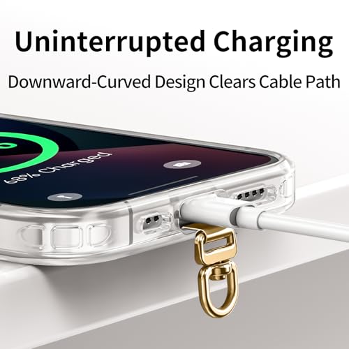 saxsion Phone Tether Tab & Lanyard Tab, 360° Swivel Clip - Ultra Thin Stainless Steel Universal Patch for All Phone Cases - color: Champagne Gold*2