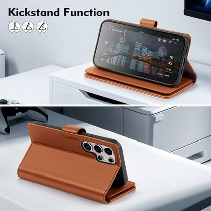Shieldtop Compatible with Samsung Galaxy S23 Ultra 5G Wallet Case with Card Holder,Women Men RFID Blocking PU Leather Flip TPU Protective Cover Credit Card Slots,Phone Case for S23 Ultra,Light Brown - color: Light Brown, size: Galaxy S23 Ultra - 6.8"