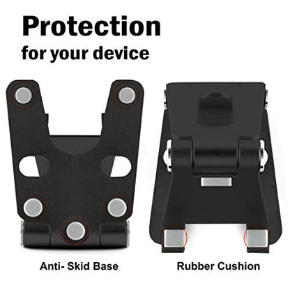 Cell Phone Tablet Fully Foldable Stand Dock Holder Cradle Mount Organizer Charger Station Table Desk Bed Office School Kitchen Travel Portable Adjustable Multi-Angle Aluminum (Black) - color: Black