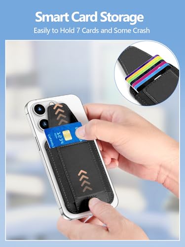 Miroddi for MagSafe Wallet with Privacy Flap, Strongest Magnetic Wallet | 7 Cards Holder, RFID Blocking, Leather Magnetic Phone Wallet for iPhone 17/16/15/14/13/12 Series and Pixel 10, Black & Black - color: Black+Black