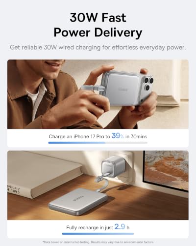 Baseus Picogo Air AM71 Ultra Slim 10000mAh Qi2.2 25W Wireless Power Bank - color: Silver Gray