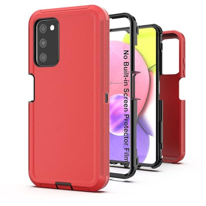 for Samsung Galaxy A03S Case, Heavy Duty Protective Case with [3 in 1] Rugged Rubber Shockproof Protection Cover for Galaxy A03S(Red/Black) - color: Red/Black