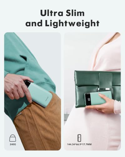 charmast 10000mAh Power Bank Portable Charger with 4 Built-in Cables - color: Qing