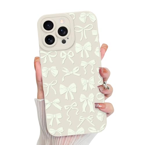 MZELQ for iPhone 16 Pro Max Case Bow Paint Pattern -White | Silicone Cute, Camera Protection Soft Slim Phone Case for Girls Women - color: White-Bow, size: iPhone 16 Pro Max