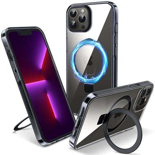 Magnetic Case for iPhone 13 Pro Max - [Built-in Invisible Stand] [Compatible with MagSafe] [Military Grade Drop Protection] Anti-Yellowing Hard Back Silicone Edge Cover, 6.7", Clear Black - color: Clear Black, size: iPhone 13 Pro Max 6.7''
