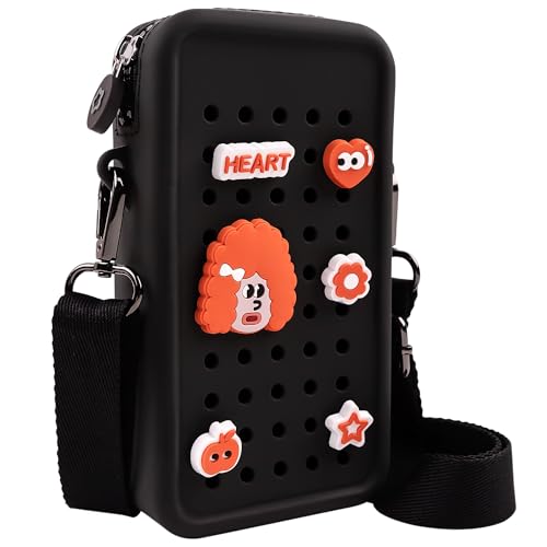CANDY Small Crossbody Bag with Wide Shoulder Strap and Larger Holes for Charms – Adjustable, Stylish, and Comfortable Everyday Bag (Black) - color: Black Updated