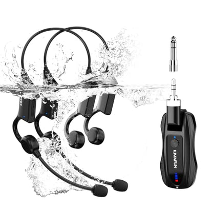 KIMAFUN 2.4G IP67 Waterproof Wireless Fitness Headset Microphone - size: GWP92(2TX+1RX)