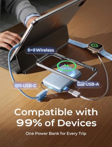 LISEN Magnetic Portable Charger Power Bank for iPhone 10000mAh - color: Ice Blue