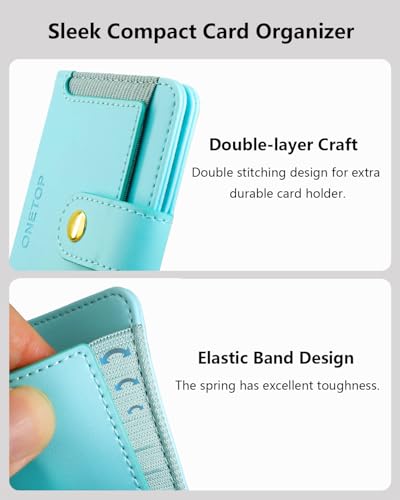 ONETOP for MagSafe Wallet,Magnetic Phone Wallet with 5 Card Slots,MintGreen | 1-12 Cards/Cash Holder for iPhone 17/16/15/14/13/12 Series,Detachable Wallet Stick-On Back,PU Leather RFID Blocking Kickstand - color: Mint Green