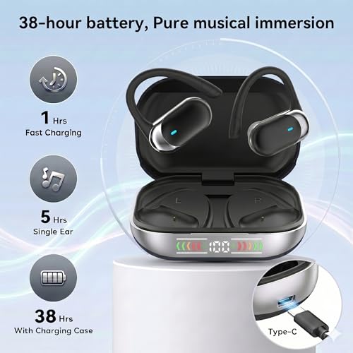 Open Ear Buds Bluetooth Headphones Stereo Sound Clear Calls Air-Conduction