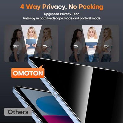 OMOTON 360° Privacy Screen Protector for iPad (A16) 11th/10th Gen 11/10.9" - size: iPad 11''/10.9'' Gen 11/10