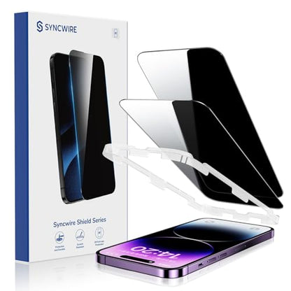 SYNCWIRE Privacy Screen Protector for iPhone 14 Pro Max with Easy Installation Kit, [Military-Grade Protection] 9H Shatterproof Full Coverage Anti-Spy Tempered Glass, 6.7 inch [2-Pack] - size: iPhone 14 Pro Max