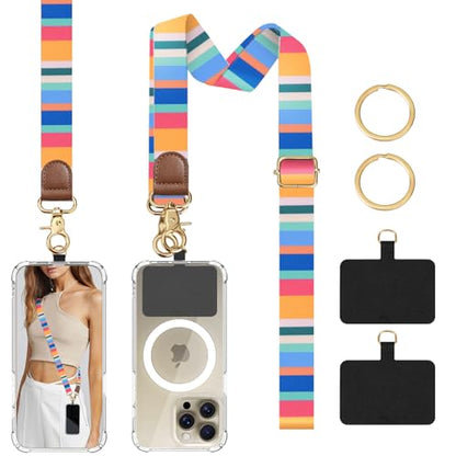 TiMOVO Phone Lanyard Crossbody Wrist Strap, Adjustable Anti-Theft Strap for Smartphone Case - color: Multicolour Stripes