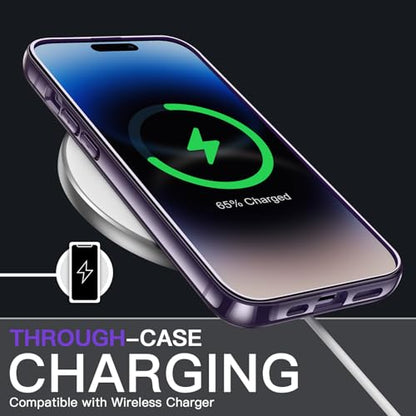 JETech Case for iPhone 14 Pro, Anti-Yellowing, Deep Purple | Shockproof Protection, Scratch Resistant Hard PC Back, Durable Transparent TPU Bumper - color: Deep Purple, size: iPhone 14 Pro