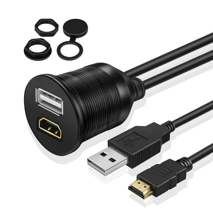 TNP USB HDMI Flush Mount Cable, Dash Panel Mount Extension for Car, 3 ft - size: 3 ft