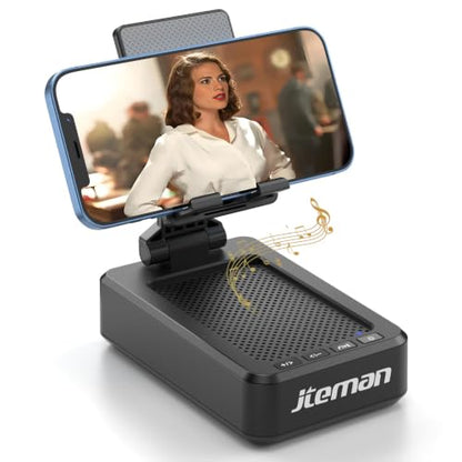 JTEMAN Cell Phone Stand with Bluetooth Speaker,Birthday Gifts for Men Women - color: Black