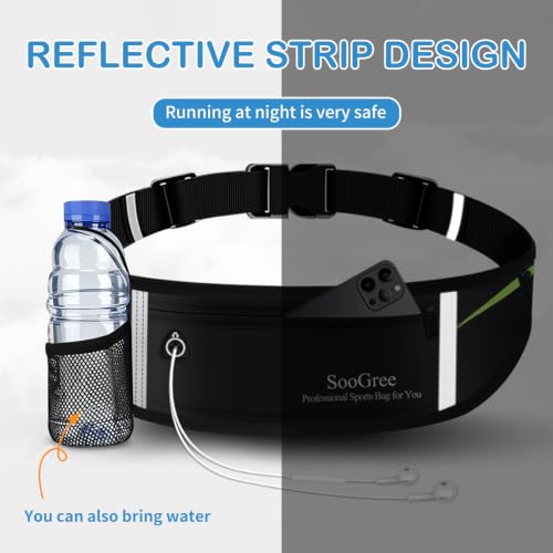 SooGree Slim Running Belt Sport Fanny Pack for Women Men,Reflective Waist Pack Runner Pouch Belt, Zipper Waterproof Running Phone Holder Jogging Pouch for Phone Money (GSP8806 top black/gray) - color: GSP8806 top black / gray