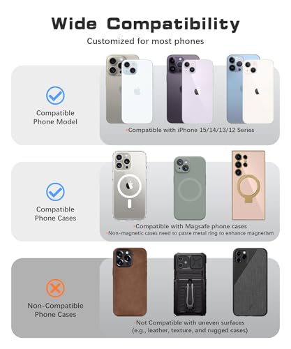 Magnetic Phone Grip, Removable Loop Grip with Soft Finger Strap, Silicone Phone Ring Holder for Back of Phone for iPhone 16/15/14/13/12 Pro Max/Plus, Stone - color: Stone