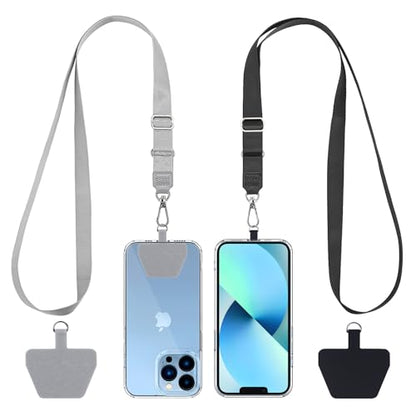 CACOE Phone Lanyard, Black+Gray, 2 Pack - color: Black+gray, size: 21.65"