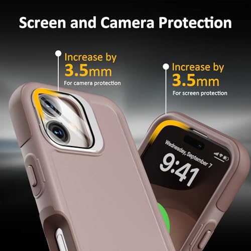 Follaroma Magnetic for iPhone 17 Case with Camera Stand, Light Brown, 6.3" | Built-in Glass Camera Cover,Compatible with MagSafe,Heavy Duty Shockproof Protective,Military-Grade Anti-DropDual Layer Cover - color: Brown Pink, size: iPhone 17 6.3''