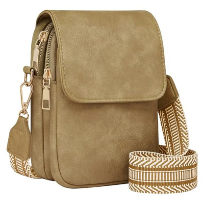 Fashion Small Crossbody Bags for Women Trendy Designer Cell Phone Purses | Adjustable Straps,with Card Holder,Detachable Wristlet Strap,small Cross Body Bag for Woman,Mini Bags,Travel Purse,Work,Gym - color: Huashan Apricot