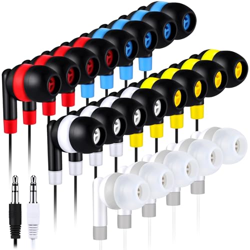Kanayu 100 Pack Wired Earbuds Bulk for Classroom, No Mic 3.5mm, Multicolor - color: Multicolor
