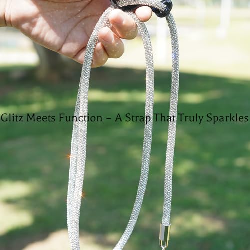 Clip and Go Strap for Phone with Wallet Crossbody, Bling Crystal Phone Strap Crossbody for Hands-Free Style - color: Silver White