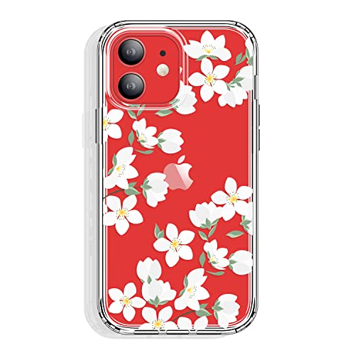 GYZYA for iPhone 12 Mini Case 5.4 Inch Clear with Design, Protective Slim TPU Cover + Shockproof Bumper for Women and Girls (Blooming Floral) - color: Floral 07, size: iPhone 12 mini (5.4 inch)