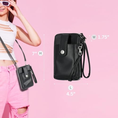 Mundi Jacqui RFID Crossbody Wallet for Women, Vegan Leather Small Travel Handbag with Phone Holder, Compact Organizer with Card Slots and Removable Strap, Vacation Purse in (Red) - color: (Red)