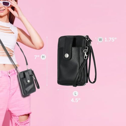 Mundi Jacqui RFID Crossbody Wallet for Women, Vegan Leather Small Travel Handbag with Phone Holder, Compact Organizer with Card Slots and Removable Strap, Vacation Purse in Iris - color: Iris
