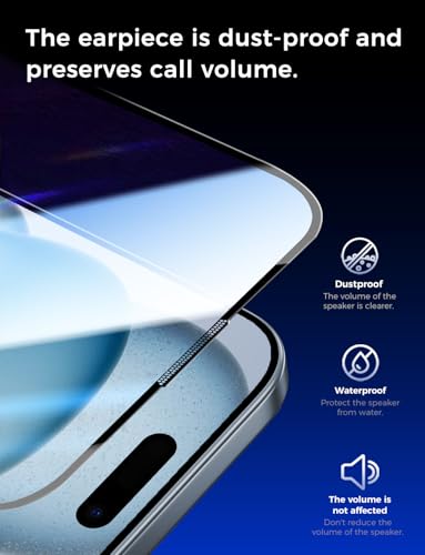 MAGIC JOHN Easy Installation for iPhone 15 Screen Protector, Tempered Glass