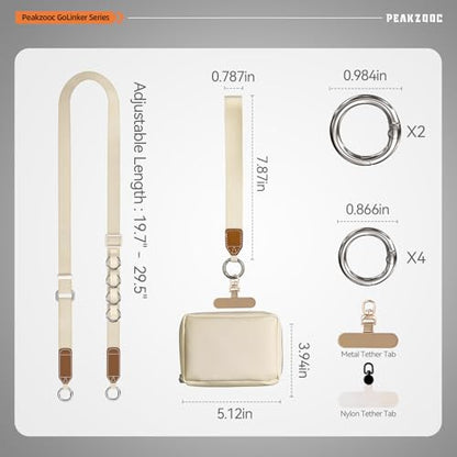 Phone Lanyard with Wallet, Adjustable Crossbody Phone Strap(Beige) - color: Beige